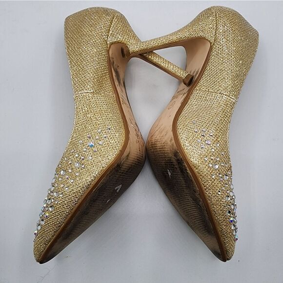 Anne Michelle Gold Rhinestone Heels Size 7 - Picture 2 of 5
